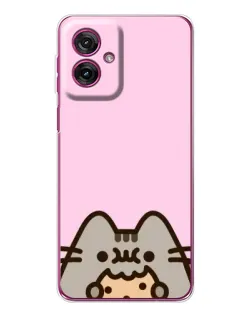 Чехол для Motorola Moto G55 с картинкой «Pusheen и печенье»