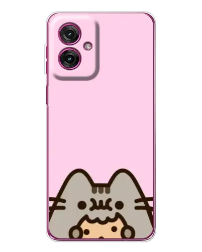 Чехол для Motorola Moto G55 с картинкой «Pusheen и печенье»