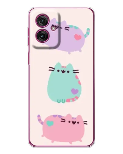 Чехол для Motorola Moto G55 с картинкой «Pusheen трио»