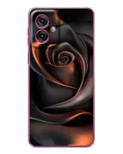 Чехол для Motorola Moto G55 с картинкой «Шелковая черная роза»