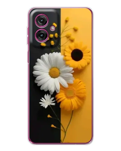 Чехол для Motorola Moto G55 с картинкой «Подсолнух и ромашка»
