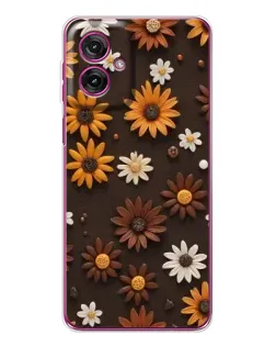 Чехол для Motorola Moto G55 с картинкой «Узор из маленьких подсолнухов»