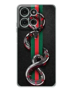 Чехол для Motorola MOTO G56 с картинкой «Gucci — змея на полосе»