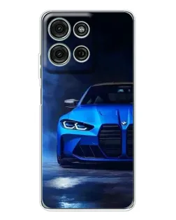Чехол для Motorola MOTO G56 с картинкой «Голубая BMW M4»