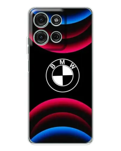 Чехол для Motorola MOTO G56 с картинкой «Логотип BMW и неоновые дуги» Чехол для Motorola MOTO G56 с картинкой «Логотип BMW и неоновые дуги»