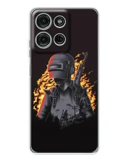 Чехол для Motorola MOTO G56 с картинкой «PUBG — огненный силуэт»