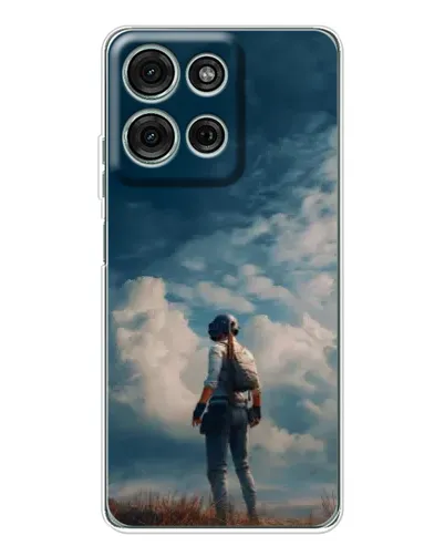 Чехол для Motorola MOTO G56 с картинкой «Герой PUBG на скале»