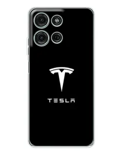 Чехол для Motorola MOTO G56 с картинкой «Tesla White Logo»
