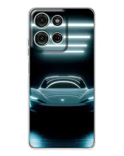 Чехол для Motorola MOTO G56 с картинкой «Tesla в неоне»