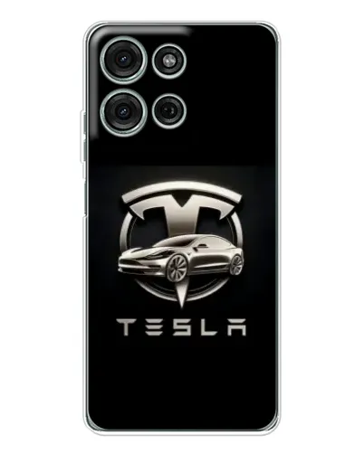 Чехол для Motorola MOTO G56 с картинкой «Tesla — серебристое авто» Чехол для Motorola MOTO G56 с картинкой «Tesla — серебристое авто»