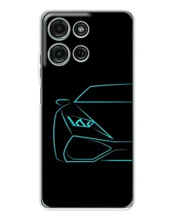 Чехол для Motorola MOTO G56 с картинкой «Голубой силуэт Lamborghini»