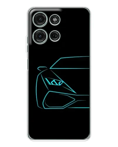 Чехол для Motorola MOTO G56 с картинкой «Голубой силуэт Lamborghini»