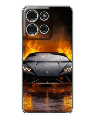 Чехол для Motorola MOTO G56 с картинкой «Lamborghini в огне»