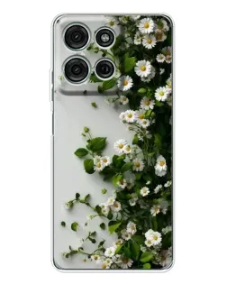 Чехол для Motorola MOTO G56 с картинкой «Ветка мелких белых цветов»