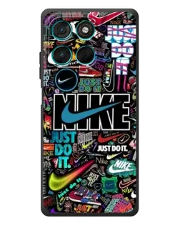 Чехол для Motorola Moto G57 Power с картинкой «Яркий коллаж Nike»