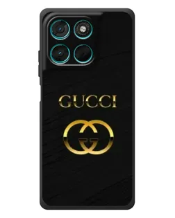 Чехол для Motorola Moto G57 Power с картинкой «Золотой логотип Gucci»