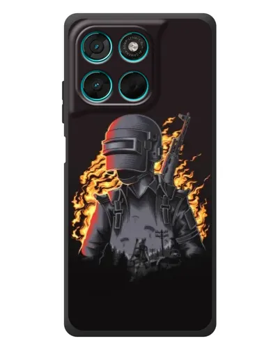 Чехол для Motorola Moto G57 Power с картинкой «PUBG — огненный силуэт»