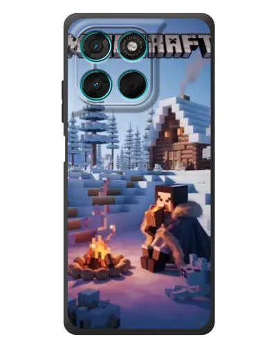 Чехол для Motorola Moto G57 Power с картинкой «Зимний Minecraft»