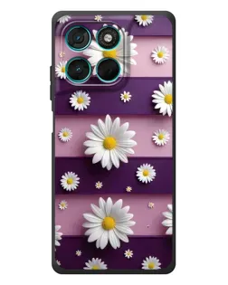 Чехол для Motorola Moto G57 Power с картинкой «Ромашки на фиолетовом»