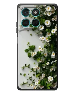 Чехол для Motorola Moto G57 Power с картинкой «Ветка мелких белых цветов»
