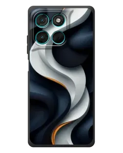 Чехол для Motorola Moto G57 Power с картинкой «Объемные черно-белые ленты»