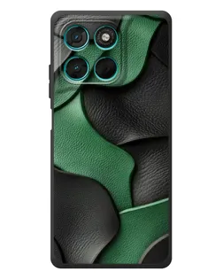 Чехол для Motorola Moto G57 Power с картинкой «Зеленые кожаные волны»