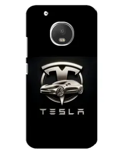 Чехол для Motorola MOTO G5s с картинкой «Tesla — серебристое авто»
