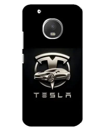 Чехол для Motorola MOTO G5s с картинкой «Tesla — серебристое авто»