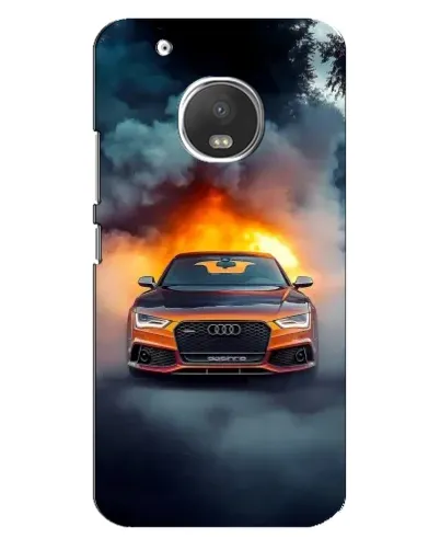 Чехол для Motorola MOTO G5s с картинкой «Audi в огненном дыму»