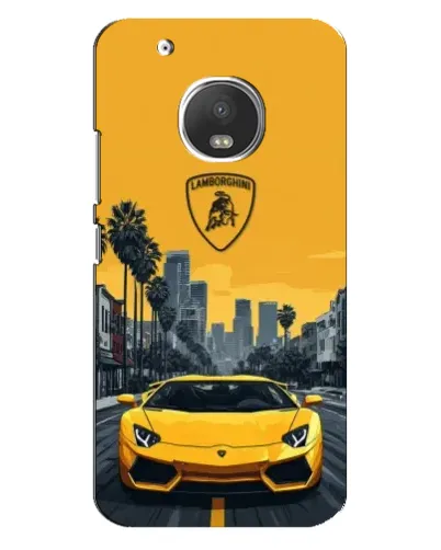Чехол для Motorola MOTO G5s с картинкой «Желтый Lamborghini город»
