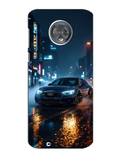 Чехол для Motorola MOTO G6 с картинкой «Ночной город и Audi»