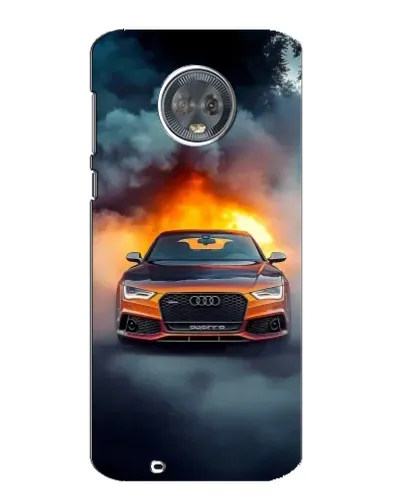 Чехол для Motorola MOTO G6 с картинкой «Audi в огненном дыму»