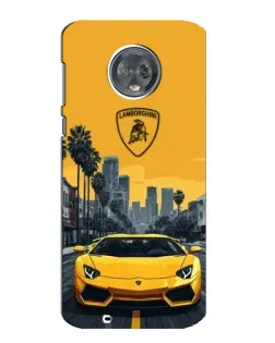Чехол для Motorola MOTO G6 с картинкой «Желтый Lamborghini город» Чехол для Motorola MOTO G6 с картинкой «Желтый Lamborghini город»