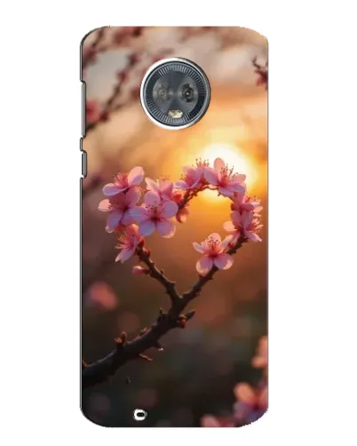 Чехол для Motorola MOTO G6 с картинкой «Розовый цвет сердце на фоне заката»
