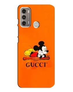 Чехол для Motorola MOTO G60 с картинкой «Микки Маус Gucci — оранж»