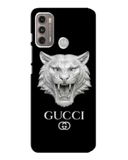 Чехол для Motorola MOTO G60 с картинкой «Gucci — серебряный лев»