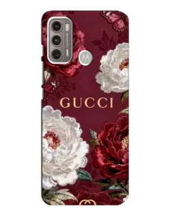 Чехол для Motorola MOTO G60 с картинкой «Gucci — бордовые розы»