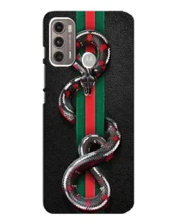 Чехол для Motorola MOTO G60 с картинкой «Gucci — змея на полосе»
