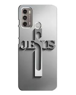 Чехол для Motorola MOTO G60 с картинкой «Металлический крест Jesus»