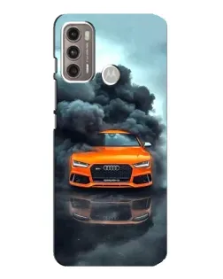 Чехол для Motorola MOTO G60 с картинкой «Audi в облаках дыма»