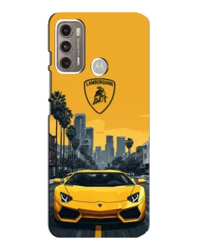 Чехол для Motorola MOTO G60 с картинкой «Желтый Lamborghini город» Чехол для Motorola MOTO G60 с картинкой «Желтый Lamborghini город»