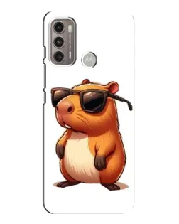 Чехол для Motorola MOTO G60 с картинкой «Капибара в очках»