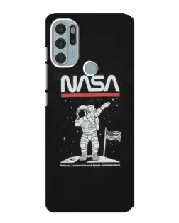 Чехол для Motorola MOTO G60s с картинкой «NASA — шагаем по Луне»