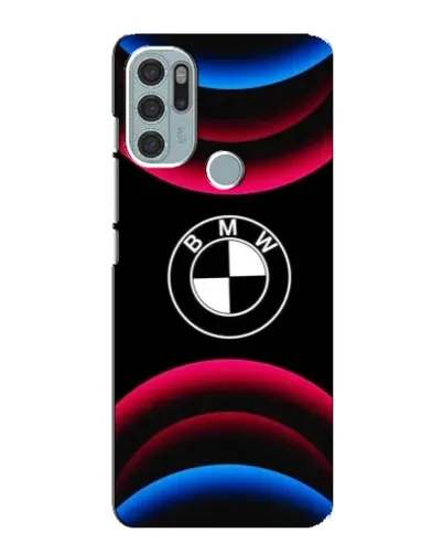 Чехол для Motorola MOTO G60s с картинкой «Логотип BMW и неоновые дуги»