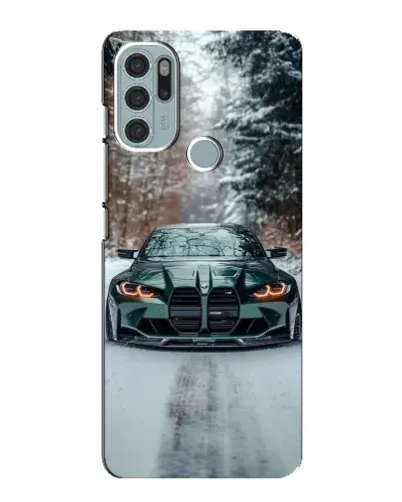 Чехол для Motorola MOTO G60s с картинкой «BMW в зимнем лесу»