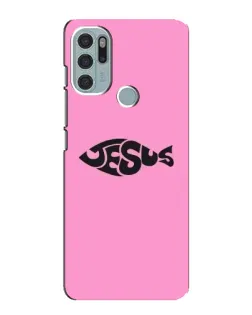 Чехол для Motorola MOTO G60s с картинкой «Розовый символ  Jesus»