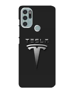 Чехол для Motorola MOTO G60s с картинкой «Стальной логотип Tesla»