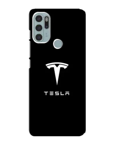 Чехол для Motorola MOTO G60s с картинкой «Tesla White Logo»
