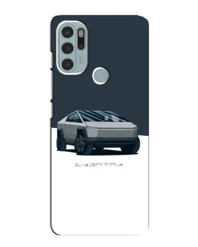 Чехол для Motorola MOTO G60s с картинкой «Серебристый Cybertruck Tesla»
