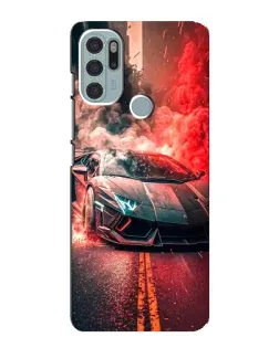 Чехол для Motorola MOTO G60s с картинкой «Lamborghini красный дым»
